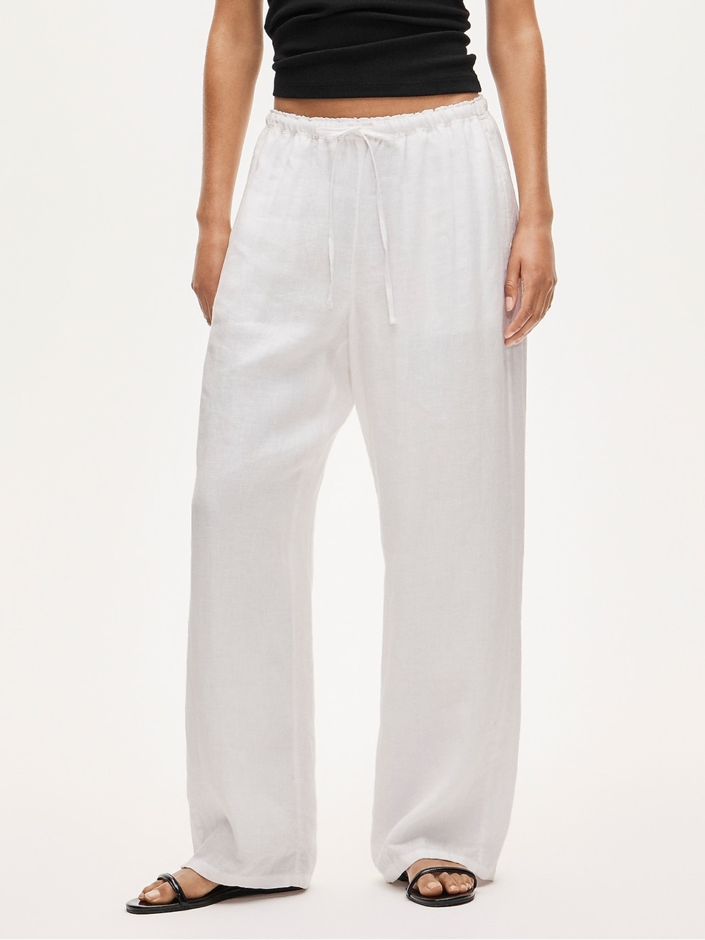 NWT J. Crew Soleil White Pants Sz S Linen Wide Leg Drawstring Pockets Lined